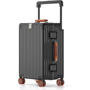 ROPLUS Aluminium Frame Carry on Luggage with Smooth Jelly Wheels, Hardside Zipperless Rolling Suitcase with TSA Lock (Grey, 21-Inch)