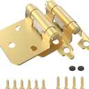 Chibery 1/2" Overlay Cabinet Hinges, 20 Pack Self Closing Flush Mount Hinges with Door Bumper, Variable Decorative Hardware for Bathroom, Furniture, Kitchen Cabinet Doors, Brass Gold