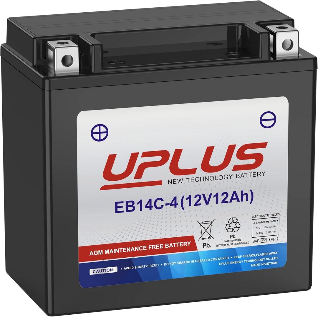 ATV Battery YTX14-BS, UPLUS EB14C-4 Scooter Snowmobile UTV Motorcycle Battery Maintenance Free - Sealed AGM Powersports Batteries Compatible with Honda Suzuki Kawasaki Yamaha