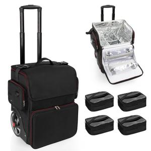OCHEAL Large Makeup Train Case with 4 Travel Makeup Bags Set, Cosmetic Case for Hairstylist, Hairdresser Storage Bag with Detachable Pouch, Heat Insulation and Anti-Scalding Full Layer