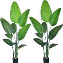 Bird of Paradise Plant Artificial - 5FT Faux Plants Indoor Tall with Realistic Trunks - Indoor Silk Floor Plant for Home Decor in Living Room, Office, and Bedroom 2Pcs