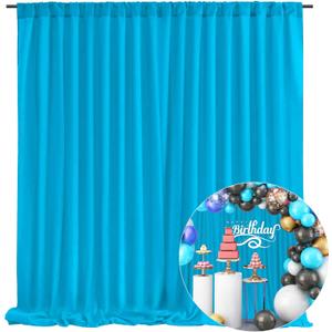 10 x 10 Feet Blue A Backdrop Curtain for Partie, Background Curtains for Photoshoot, Birthday, Wedding, Halloween, Thanksgiving, Christmas Day, New Year Party Decorations 5Ft x 10Ft, 2 Panels