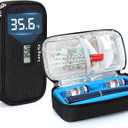 YOUSHARES Insulin Cooler Travel Case for Pen & Vials, Temperature Display Diabetic Medication Cooling Bag with Protective Ice Brick, TSA Approved Refrigerated Diabetes Supplies Carrying Organizer