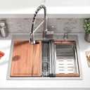 25x22 Drop In Kitchen Sink with Faucet Combo - 25 Inch Single Bowl Kitchen Sink and Faucet Combo Set, Stainless Steel Drop In Workstation Sinks with Accessories, 25x22x10 Inch