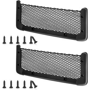 Frienda 2 Pcs ABS Plastic Frame Car Storage Net Bag Phone Car Mesh Net Holder RV Storage Boat Cargo Pocket Organizer Framed Mesh Pocket with Screws for Auto RV (13.8 x 5 Inch)