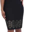 Jessica Howard Women's Elbow Puff Sleeve Boat Neck Lazer Cut Hem Sheath Dress (Black, Size 6)