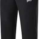 QPNGRP Men's Winter Fleece Lined Stretch Sweat Pants Zipper Pocket (Black, L)