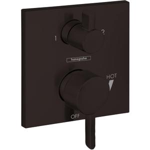 hansgrohe Ecostat Modern Pressure Balance Shower Valve Trim with Diverter in Matte Black, 15862671