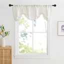 NICETOWN Tie Up Curtain Valance Window Topper for Living Room, Rod Pocket Adjustable Balloon Linen Valence for Windows 18 Inch Farmhouse Window Valance for Kitchen, 1 Panel, 52" x 18", Linen