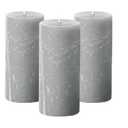 Simply Soson Grey Rustic Texture Pillar Candles 3x6 inch - Set of 3 - Unscented Decorative Grey Candles, No Drip, Ideal for Home Decor, Weddings, Holidays