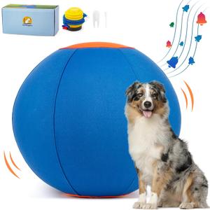 TailWaggers Jingle Herding Ball for Dogs,Durable Cover for Long-Lasting Dog Toys, for Exercise andEntertainment Dogs in Backyard-18in (Blue)