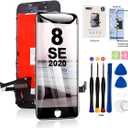 EFAITHFIX for iPhone 8/SE 2020 LCD Screen Replacement Black 4.7 Inch Frame Assembly Display 3D Touch Screen Digitizer with Repair Tools Kit Tempered Glass Screen Protector for A1863, A1905, A1906