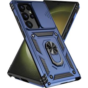 SunStory Phone Case for Samsung Galaxy S24 Ultra Case with Kickstand and Slide Camera Cover [ Military-Grade ] Full Body Drop Tested Protective Cover (Blue, Galaxy S24 Ultra 6.8)