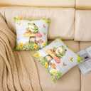 Feelyou Frog Pillow Cases Cushion Covers Kids Kawaii Decor Throw Pillow Covers 18"x18" Set of 2 Frog Mushrooms Decorative Throw Pillowcases forBotanica Cute Mushroom Decor Green Red Cushion Cases