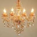 Champagne 8 Lights K9 Crystal Candle Chandeliers Lighting Candle Chandelier Lighting Modern Pendant Lights for Dining Living Room Bedroom Entry Elegant Decoration E12 Base, H22.8 x W27.2 Inch