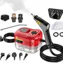Handheld Steam Cleaner: 2500W High Temperature Pressurized Steamer with 6 Adjustable Levels - Portable Multi-Surface Steam Cleaning Machine for Kitchen, Bathroom, Furniture, Car, Windows (Red)