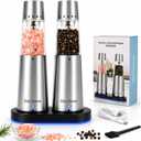 StarOcean Rechargeable Electric Salt and Pepper Grinder Set with USB-C Charging Base, Stainless Steel Automatic Gravity Grinders, 5 Adjustable Coarseness, Kitchen Gift