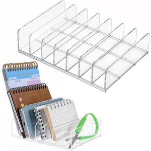 2 Pcs Acrylic Mail Holders, Desktop Organizer Sorters with 7 Compartments, Clear Letter Organizer for Office, Home, School