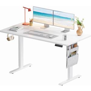 Marsail 55x28 Electric Standing Desk - Adjustable Height Computer Desk with Memory Presets, Storage Bag & Cable Management for Home Office & Gaming Workstations (White)