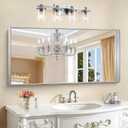CIRCUMI Silver Bathroom Mirror, 24"x48" Rectangular Mirror with Deep Metal Frame, Brushed Finish, Tempered Glass, Large Mirror for Wall, Over 2 Sinks, Installed Vertically/Horizontally, Crystal-Clear