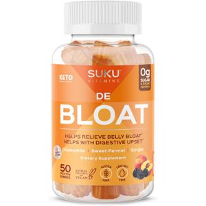 SUKU Vitamins Debloat Digestive Gummies 50 Counts - Gut Health, Gas Relief, Infused with Ginger - Chamomile, Sweet Fennel, Gluten-Free & Keto Gummy Vitamins - Perfect for Bloating & Digestive Comfort