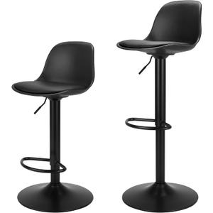 Bar Stools Set of 2, Swivel Barstools with Footrest and Ergonomic PP Back, Counter Height Adjustable Modern Counter Stools for Kitchen, Black