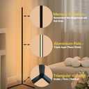 Corner Lamp 55”Black Floor Lamp Aesthetic Aluminum Alloy Easy Install Adjustable 3000K/4500K/6500K Led Corner Floor Lamp for Cozy Ambiance Perfect for Living Room Bedroom Gaming Room