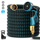 100 ft Expandable Garden Hose-2026 Upgraded Expanding Water Hose with 10 Function Nozzle, 3/4" Solid Brass Fittings, 5-Layer Latex Core, No-Kink Flexible Retractable Hose for Patio, RV, Car Washing
