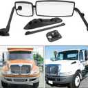 Door Mirror with Arm Black Fit for International 4300 4400 7400 7600 8500 8600 (left side)