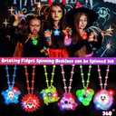 100 PCS Halloween Party Favors for Kids Halloween Glow in The Dark Toys Bulk Party Supplies Light Up Spin Necklace Bracelet LED Ring Halloween Goodie Bag Fillers Treats Classroom Prizes Trick or Treat