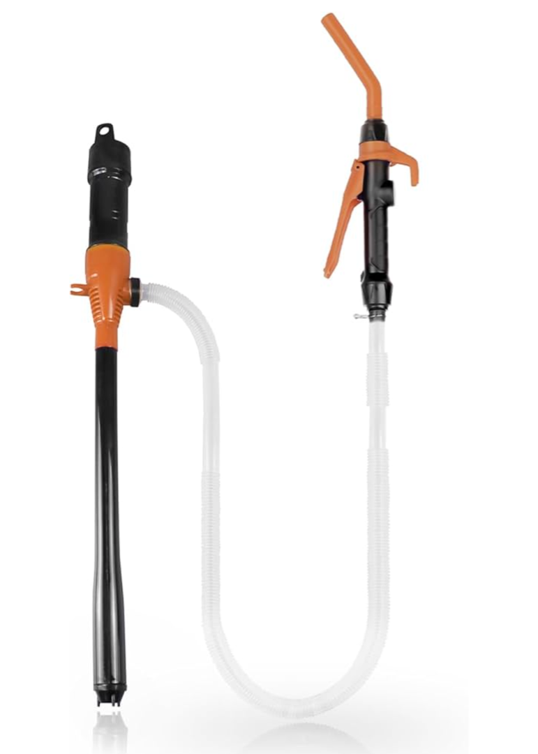 Battery Operated Gas Pump with Nozzle - Battery Powered Gasoline Transfer Pump With 3 FT Long Hose 2.2 GPM Transfer Pump For Water Kerosene Gas Can Hand Fuel Pump