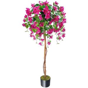 HUAESIN Artificial Bougainvillea Tree Faux Outdoor Plants 5FT Tall Fake Plant with Silk Flowers Lifelike Artificial Trees for Outdoors Porch Decor Indoor Office Garden Wedding Home (Pink)