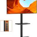 TVON Floor TV Stand with Power Outlet, TV Mount Stand for 32-60 inch TVs up to 88 lbs, Swivel TV Stand Mount with Height Adjustment and Safety Wood Base for Office, Corner, Max VESA 400x400mm
