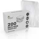 White Paper Sandwich Style Bags (200) 6"x 1"x 8" Dry Wax Grease Resistant Bags. Perfect for Sandwiches, Cookies, Pastries, Take Out, and Gifts