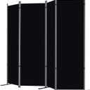 RANTILA 4 Panel Room Divider, 6 FT Folding Privacy Screen with Wide Feet, Freestanding Partition for Room Separation, Portable Room Divider Panel, 89" W x 71" H, Black