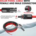 Vansdon 2x70 Feet Solar Panel Extension Cable, 10AWG Solar Cable, Solar Panel Cable with Female and Male Waterproof Connectors for RV, Photovoltaic Systems (70FT Red + 70FT Black)