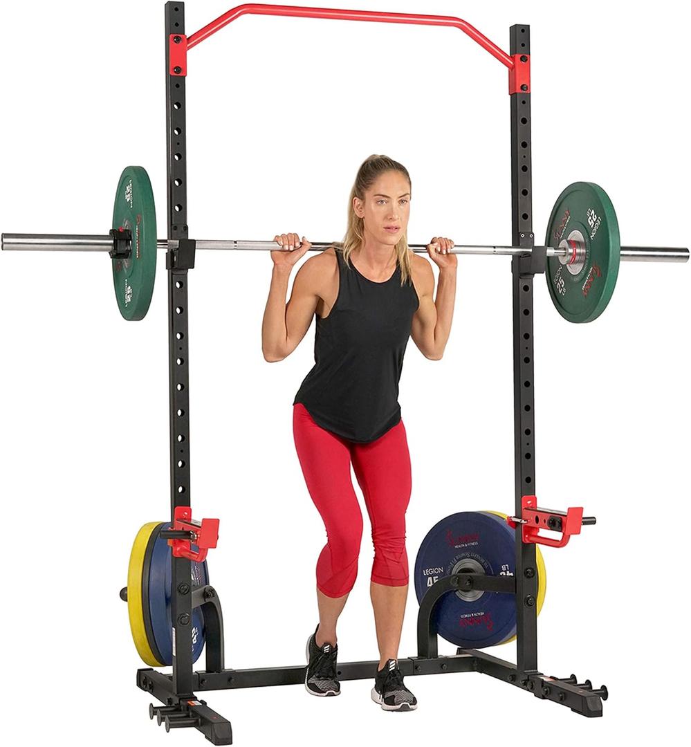 Sunny Health & Fitness Multifunctional Strength Training Home Gym  Complete Workout Equipment with Training Attachments, Optional Squat Stand, Power Rack Cage, Adjustable Incline Bench