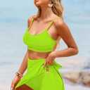 Pink Queen Women High Waisted Bikini Set Two Piece Swimsuit Swim Skirt Bathing Suit 2026 (Green, L)