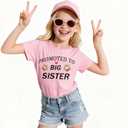 Big Sister Shirts for Girls Toddler Kids Announcement Outfit Promoted to Big Sis T-Shirt Short Sleeve Tees 2-8T