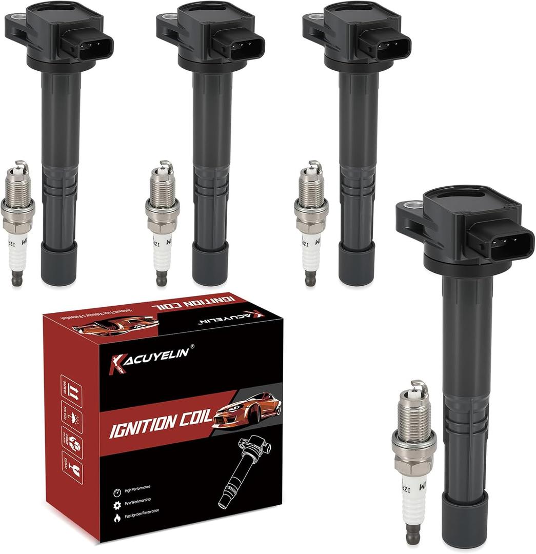 UF311 UF583 Ignition Coil Pack and Iridium Spark Plugs Set of 4 Compatible with Honda Civic(Only Fit Si) Accord CRV Element S2000 Acura CSX RSX 2002-2011 2.0L 2.4L L4 Replaces#C1382