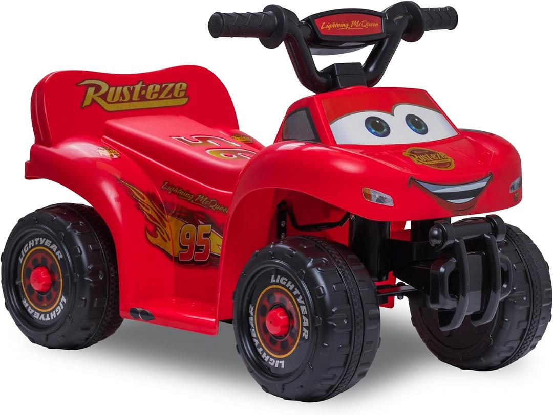 Kid Trax Toddler Disney Cars Quad Ride On Toy, Kids 1.5-3 Years Old, 6 Volt Battery and Charger Included, Max Weight 45 lbs, Lightning McQueen Red