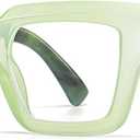 bullabulling Oprah Style Reading Glasses for Women Men, Fashion Square Blue Light Blocking Readers L05 (Green)