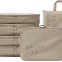 EACHY 6 Set Compression Packing Cubes for Travel & Carry-On, Space-Saving Luggage Organizers & Compression Bags for Clothes & Shoes, Ideal for Vacation & Cruise Essentials (Large, AB-Gray)