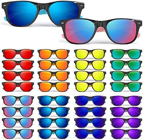 Kids Sunglasses Bulk for Ages 3-5 4-8 8-12 & Adults, 32 Pack Party Favors Neon Sunglasses with UV400 Protection, Great Gift for Birthday Supplies, Beach, Summer Pool Party, Goody Bag for Boys Girls