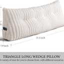 Headboard Pillow Full, Triangular Wedge Pillow Headboard Full, Cushion Headboards Reading Pillows, Backrest Pillows for Sitting in Bed or Working with Removable Cover, Beige
