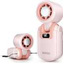 MINISO Handheld Fan, 2400 mAh Rechargeable, 3 in 1 USB Small Portable Turbo Fan, 5-Speed, Foldable with Ice Cooler, Max 8 H Cooling Personal Fan for Travel, Office, Subway, Shopping, Camping