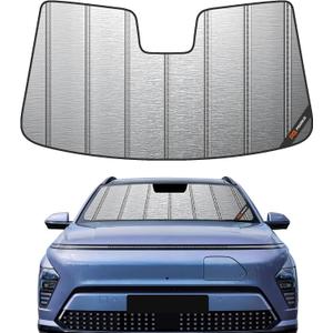 Pigenius Windshield Sun Shade for Hyundai Kona & Kona Electric (EV) 2024-2026, Fits SE SEL N Line Limited, Metallic Silver Finish