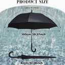 Reginary Black Umbrella Bulk Wedding Stick Umbrellas Large Canopy Windproof Rain Auto Open J Hook Handle for Adult