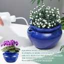 2 Sets African Violet Pots 7.5 Inch Self Watering Pot for Indoor Ceramic Self Watering Planter for Flower Lovers Ideal Plant Pot Thriving Flower Maintenance