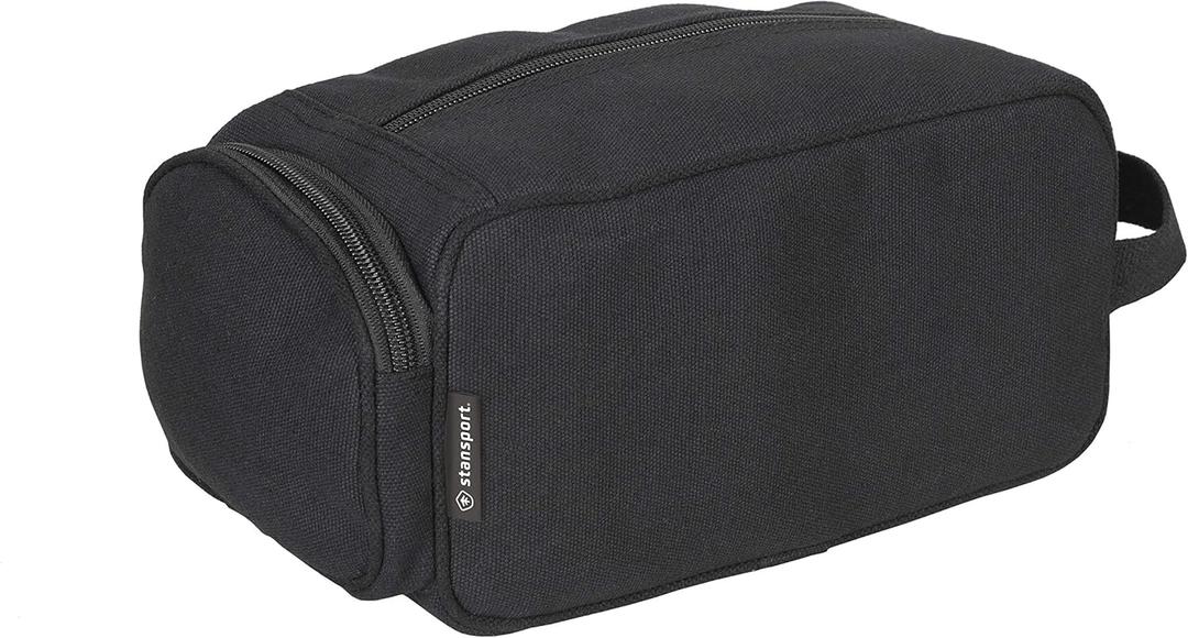 Stansport Cotton Canvas Travel Accessory Bag (10.5" L x 5" W x 5" H, Black)